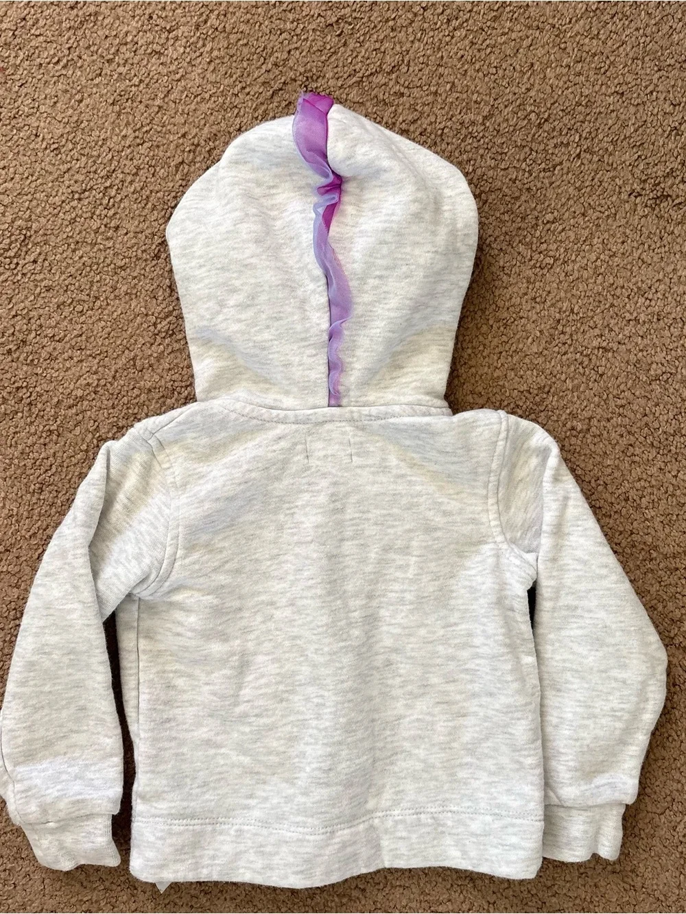 Converse Girls Gray Purple Fleece Full Zip Unicorn Hoodie 18M